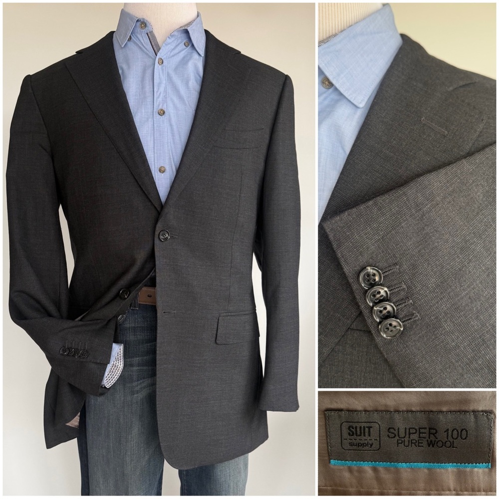 Suitsupply Men's Sport Coat Blazer Two Button Wool Sports Jacket Suit Size 42L